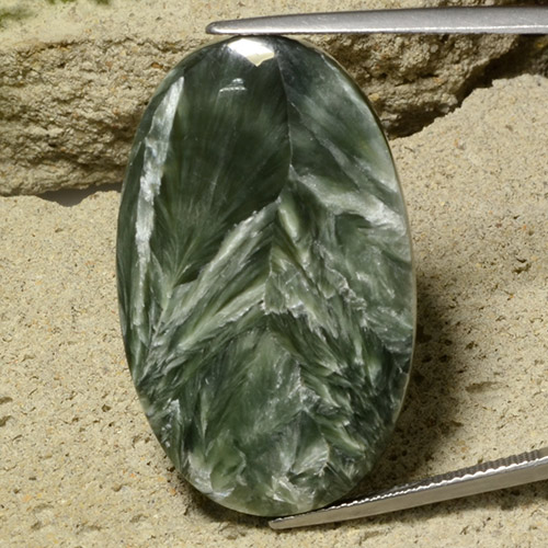 32,78 ctw natürlicher grüner Seraphinit, Oval Schliff, Lichtundurchlässig