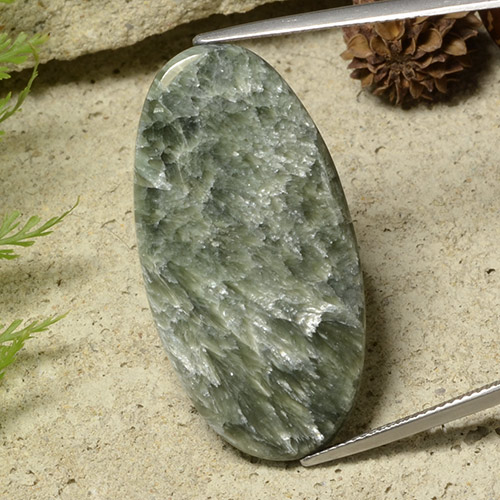 23,88 ctw natürlicher grüner Seraphinit, Oval Schliff, Lichtundurchlässig
