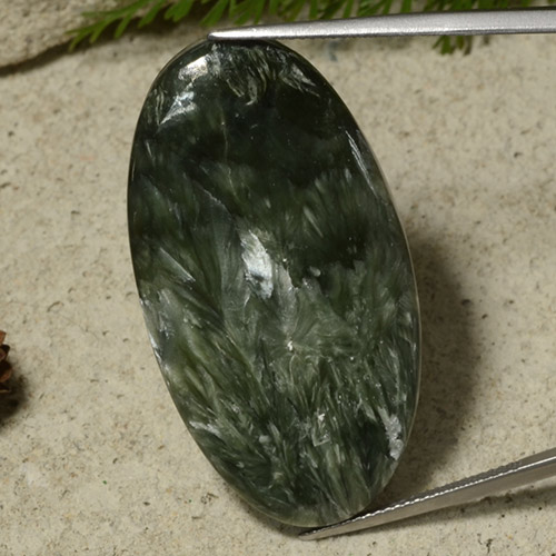 9,17 ctw natürlicher Vielfarbig-grün Seraphinite, Oval Schliff, Lichtundurchlässig