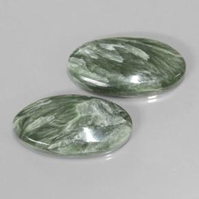 15,29 ct natürliche grüner Seraphinit-Edelsteine, Oval Schliff, Lichtundurchlässig