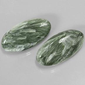 15,29 ct natürliche grüner Seraphinit-Edelsteine, Oval Schliff, Lichtundurchlässig