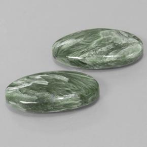 15,29 ct natürliche grüner Seraphinit-Edelsteine, Oval Schliff, Lichtundurchlässig