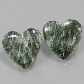 14,61 ct natürliche grüner Seraphinit-Edelsteine, Herzform, Lichtundurchlässig