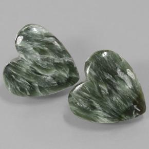 14,61 ct natürliche grüner Seraphinit-Edelsteine, Herzform, Lichtundurchlässig