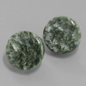 11.18 ct natürliche Grün Seraphinite-Edelsteine, Rund Schliff, Lichtundurchlässig