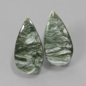 11,29 ct natürliche grüner Seraphinit-Edelsteine, Birnenform, Lichtundurchlässig