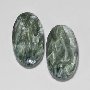 16,84 ct natürliche grüner Seraphinit-Edelsteine, Oval Schliff, Lichtundurchlässig