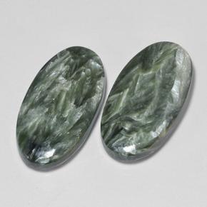 16,84 ct natürliche grüner Seraphinit-Edelsteine, Oval Schliff, Lichtundurchlässig