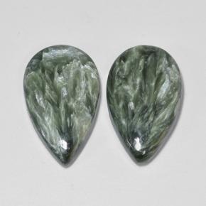 13,19 ct natürliche grüner Seraphinit-Edelsteine, Birnenform, Lichtundurchlässig