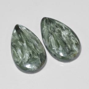 13,19 ct natürliche grüner Seraphinit-Edelsteine, Birnenform, Lichtundurchlässig
