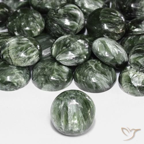 4.85ct Natürlicher Armeegrün Seraphinite, Runden, Lichtundurchlässig