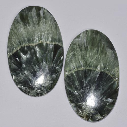 44.48 ct natürliche tiefgrün Seraphinite-Edelsteine, Oval Schliff, Lichtundurchlässig