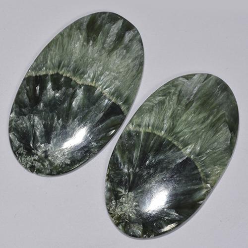 44.48 ct natürliche tiefgrün Seraphinite-Edelsteine, Oval Schliff, Lichtundurchlässig