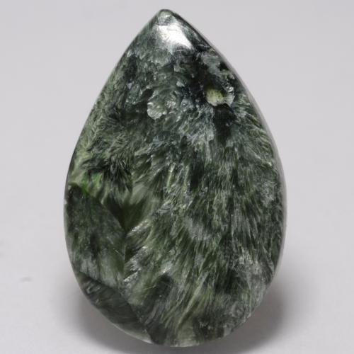 8,36 ctw natürlicher grüner Seraphinit, Birnenform, Lichtundurchlässig