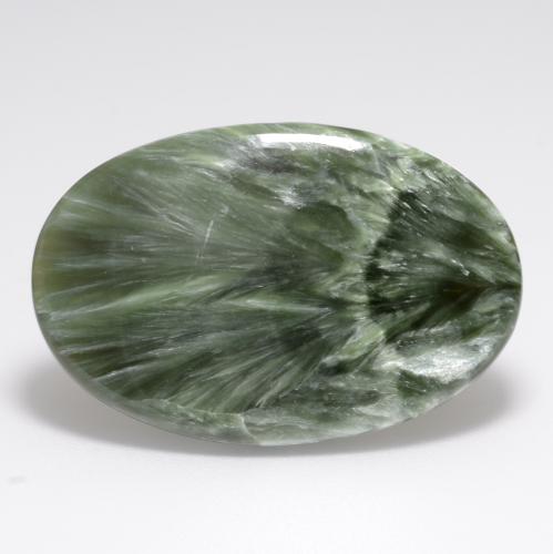 15,02 ctw natürlicher grüner Seraphinit, Oval Schliff, Lichtundurchlässig