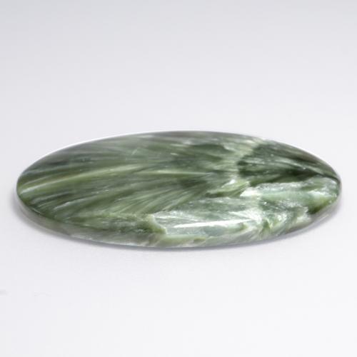 15,02 ctw natürlicher grüner Seraphinit, Oval Schliff, Lichtundurchlässig
