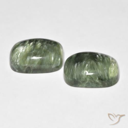11.56 ct natürliche Erdiges Grün Seraphinite-Edelsteine, Kissen, Lichtundurchlässig