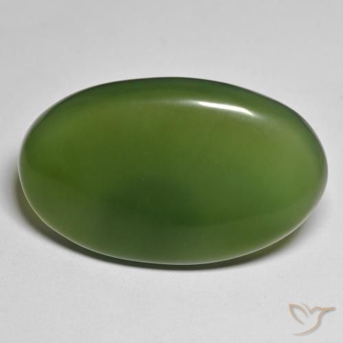 44.39ct Natürlicher dunkelgrün Serpentin, Oval, Lichtdurchlässig