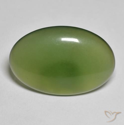 11.32ct Natürlicher Erdiges Grün Serpentin, Oval, Lichtdurchlässig
