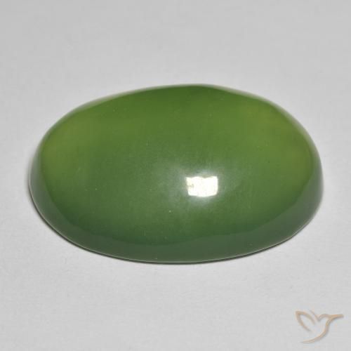 9,17 ctw natürlicher Algengrün Serpentin, Oval, Lichtdurchlässig