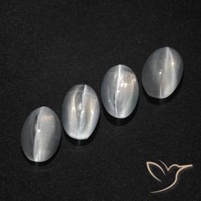 3.93 ct natürliche Klares Weiß Sillimanit-Katzenauge-Edelsteine, Oval, Lichtdurchlässig