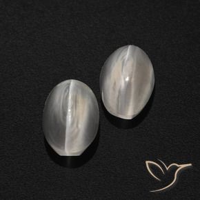 2.69 ct natürliche Sehr helles Grau Sillimanit-Katzenauge-Edelsteine, Oval, Lichtdurchlässig