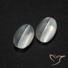 2.94 ct natürliche Klares Weiß Sillimanit-Katzenauge-Edelsteine, Oval, Lichtdurchlässig