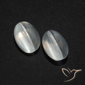 2.94 ct natürliche Klares Weiß Sillimanit-Katzenauge-Edelsteine, Oval, Lichtdurchlässig