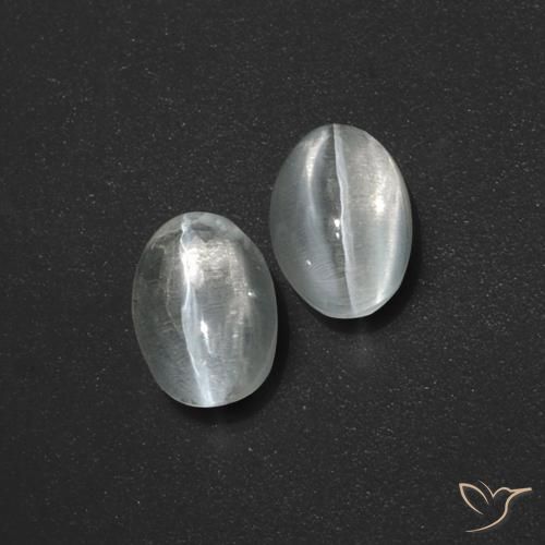 2.64 ct natürliche Klares Weiß Sillimanit-Katzenauge-Edelsteine, Oval, Lichtdurchlässig