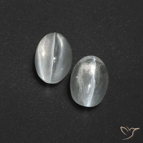 2.64 ct natürliche Klares Weiß Sillimanit-Katzenauge-Edelsteine, Oval, Lichtdurchlässig