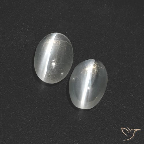 1.89ctw Natürlicher Klares Weiß Sillimanit-Katzenauge, Oval, Lichtdurchlässig