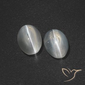 2.53 ct natürliche Klares Weiß Sillimanit-Katzenauge-Edelsteine, Oval, Lichtdurchlässig