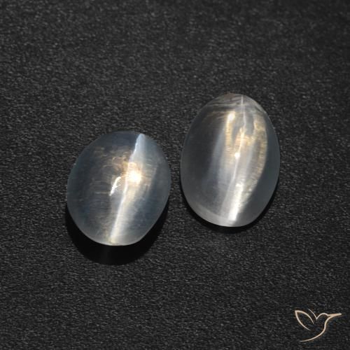 2.59 ct natürliche Klares Weiß Sillimanit-Katzenauge-Edelsteine, Oval, Lichtdurchlässig