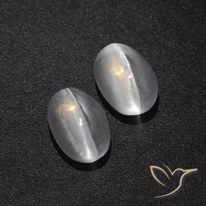 2.86 ct natürliche Klares Weiß Sillimanit-Katzenauge-Edelsteine, Oval, Lichtdurchlässig