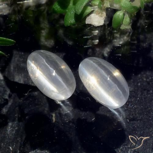 1.43 ct natürliche Klares Weiß Sillimanit-Katzenauge-Edelsteine, Oval, Lichtdurchlässig