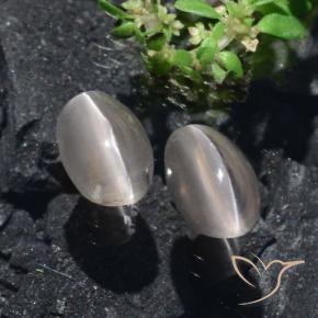 2.20 ct natürliche Sehr helles Grau Sillimanit-Katzenauge-Edelsteine, Oval, Lichtdurchlässig