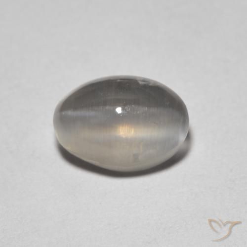 1.64ct Natürlicher Sehr helles Grau Sillimanit-Katzenauge, Oval, Transparent