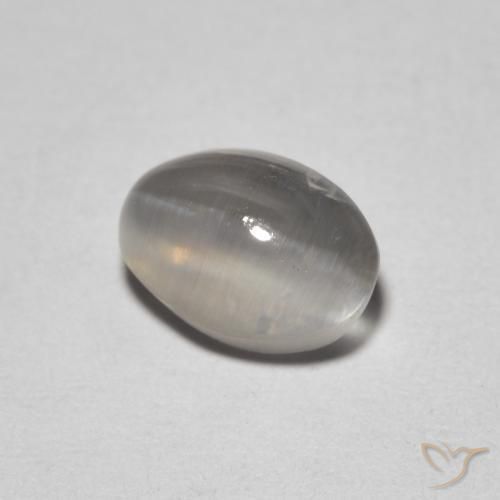 9,17 ctw natürlicher Sehr helles Grau Sillimanit-Katzenauge, Oval, Transparent