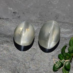 2.94 ct natürliche Warmweiß Sillimanit-Katzenauge-Edelsteine, Oval, Lichtdurchlässig
