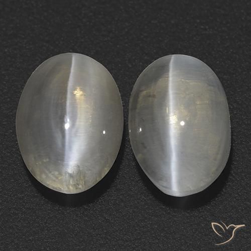 2.78ctw Natürlicher Warmweiß Sillimanit-Katzenauge, Oval, Transparent
