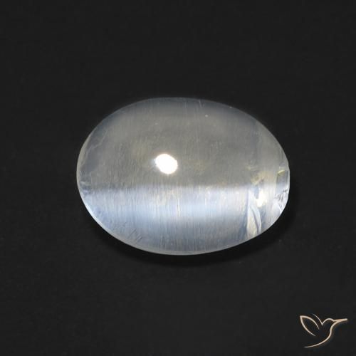 1.52ct Natürlicher Warmweiß Sillimanit-Katzenauge, Oval, Transparent