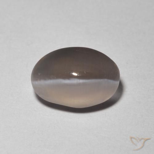 1.48ct Natürlicher Sehr helles Grau Sillimanit-Katzenauge, Oval, Transparent