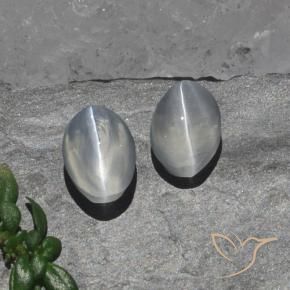 2.15 ct natürliche Klares Weiß Sillimanit-Katzenauge-Edelsteine, Oval, Transparent