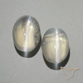 2.02 ct natürliche Warmweiß Sillimanit-Katzenauge-Edelsteine, Oval, Transparent