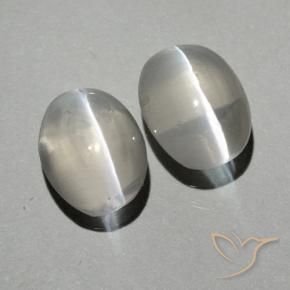1.99 ct natürliche Warmweiß Sillimanit-Katzenauge-Edelsteine, Oval, Transparent
