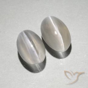 2.18 ct natürliche Warmweiß Sillimanit-Katzenauge-Edelsteine, Oval, Lichtdurchlässig
