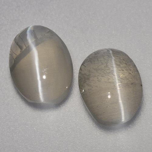1.95ctw Natürlicher Grau braun Sillimanit-Katzenauge, Oval, Transparent