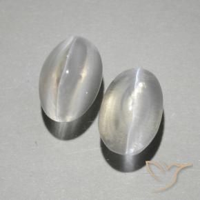 2.25 ct natürliche Warmweiß Sillimanit-Katzenauge-Edelsteine, Oval, Transparent