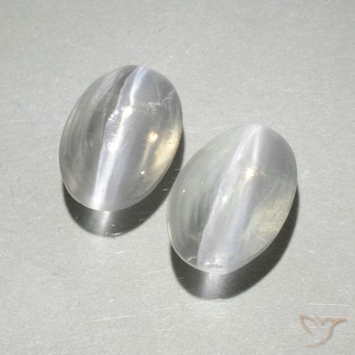 2.00ctw Natürlicher Weiß Sillimanit-Katzenauge, Oval, Transparent