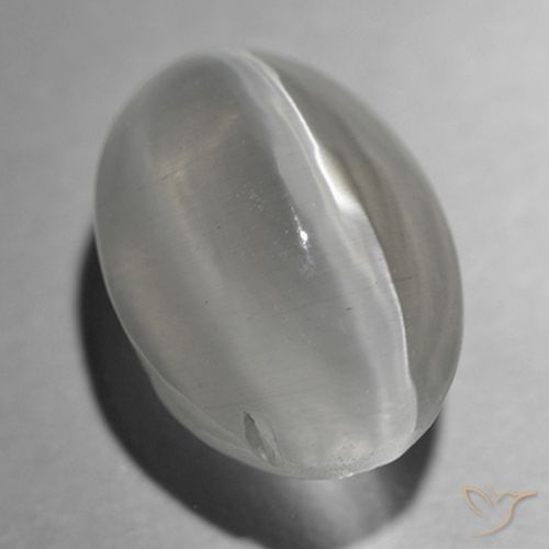 1.43ct Natürlicher Sehr helles Grau Sillimanit-Katzenauge, Oval, Transparent